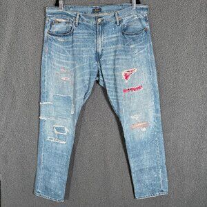 Polo Ralph Lauren The Sullivan Slim Patch Distressed Jeans - Men's Size 38*30